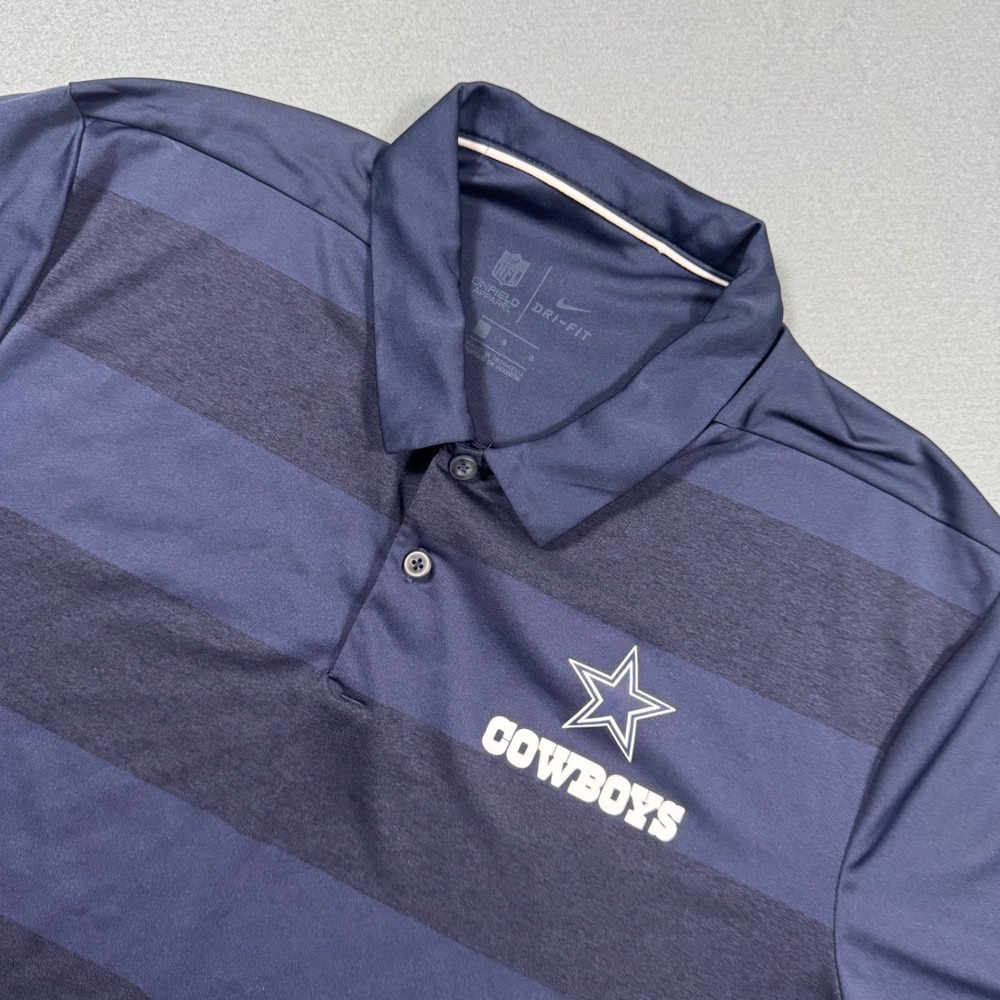 Nike Dallas Cowboys Polo Shirt Mens Large Navy Blue Striped NFL Dri-FIT Onfield - Picture 4 of 12